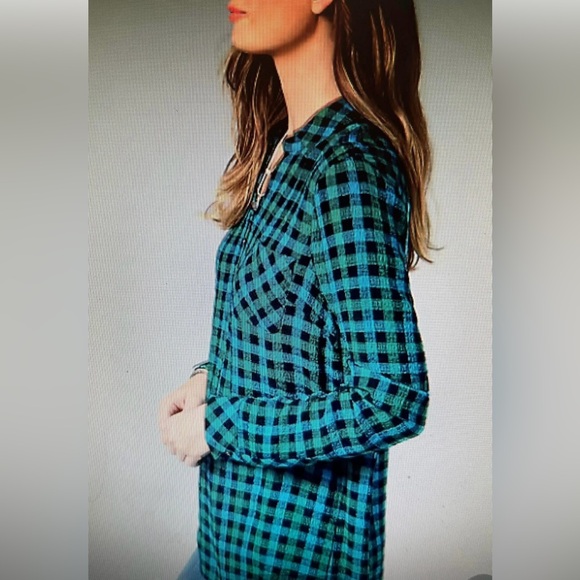 J JILL SOFT TEXTURED PLAID PULLOVER TOP SIZE MEDIUM NWT! - Picture 3 of 5